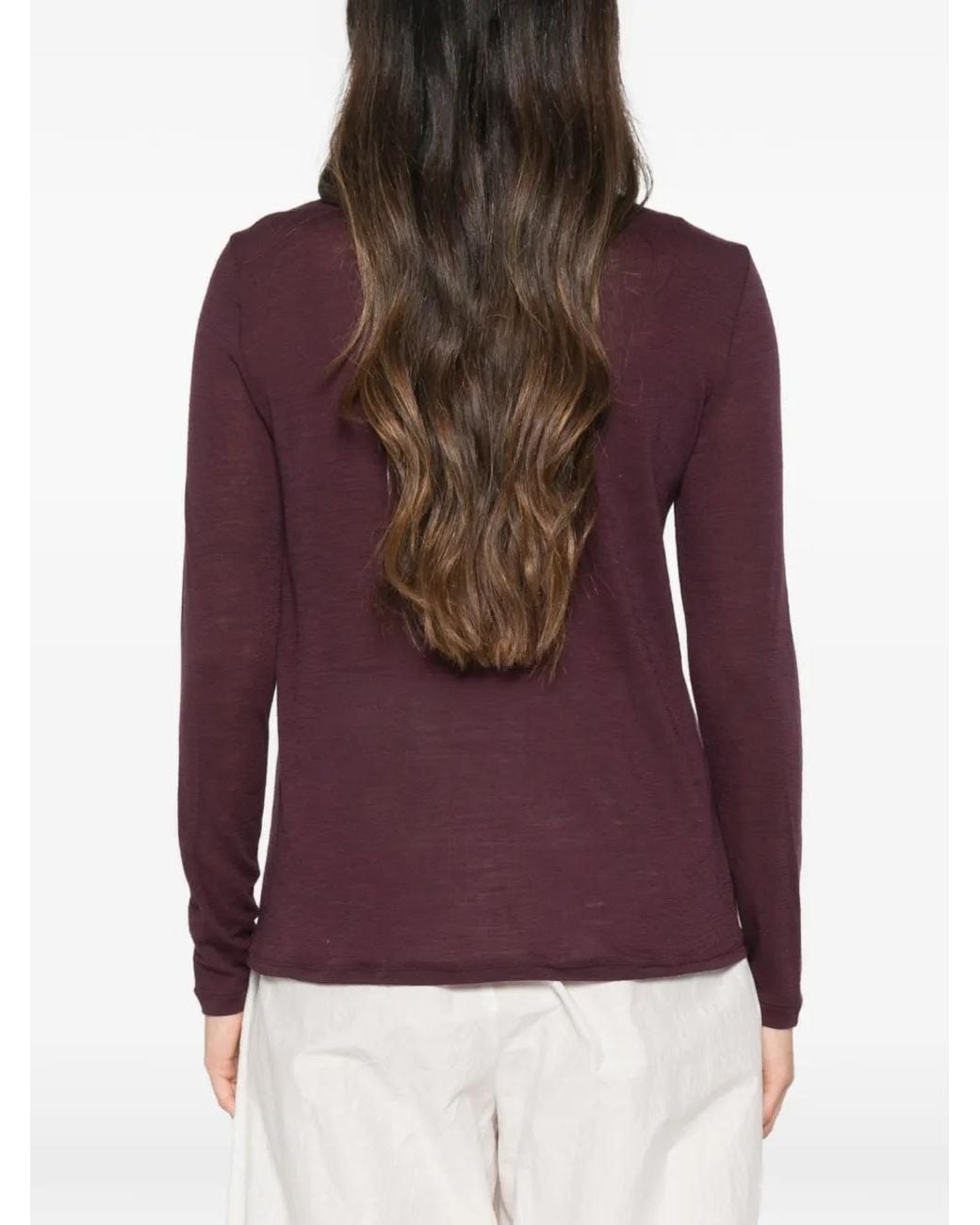 Whyci Purple Geometric-Print Long-Sleeve T-Shirt