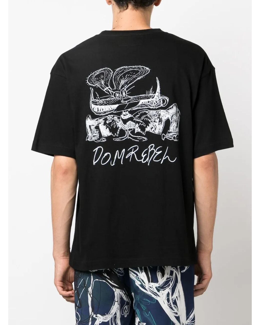 DOMREBEL Black Graphic-Print Cotton T-Shirt for men