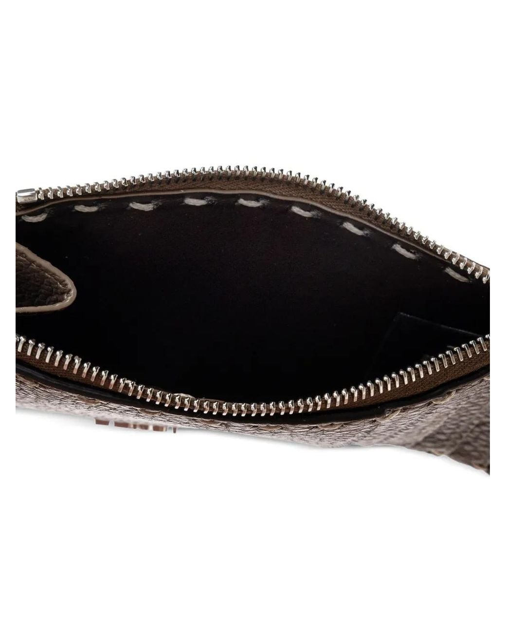 Fendi Brown Selleria Leather Card Holder for men