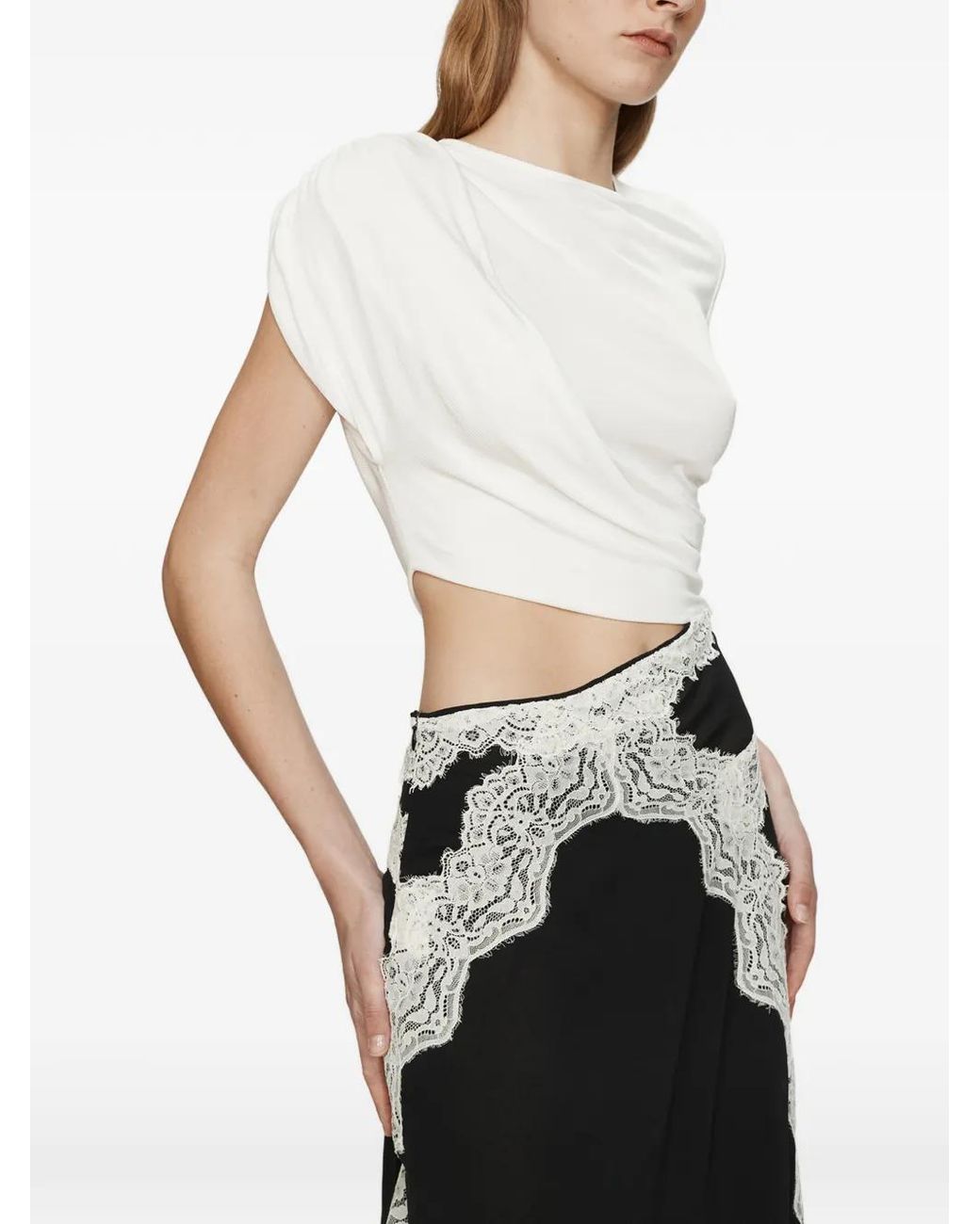 Christopher Esber White Twisted Lace Tee Dress