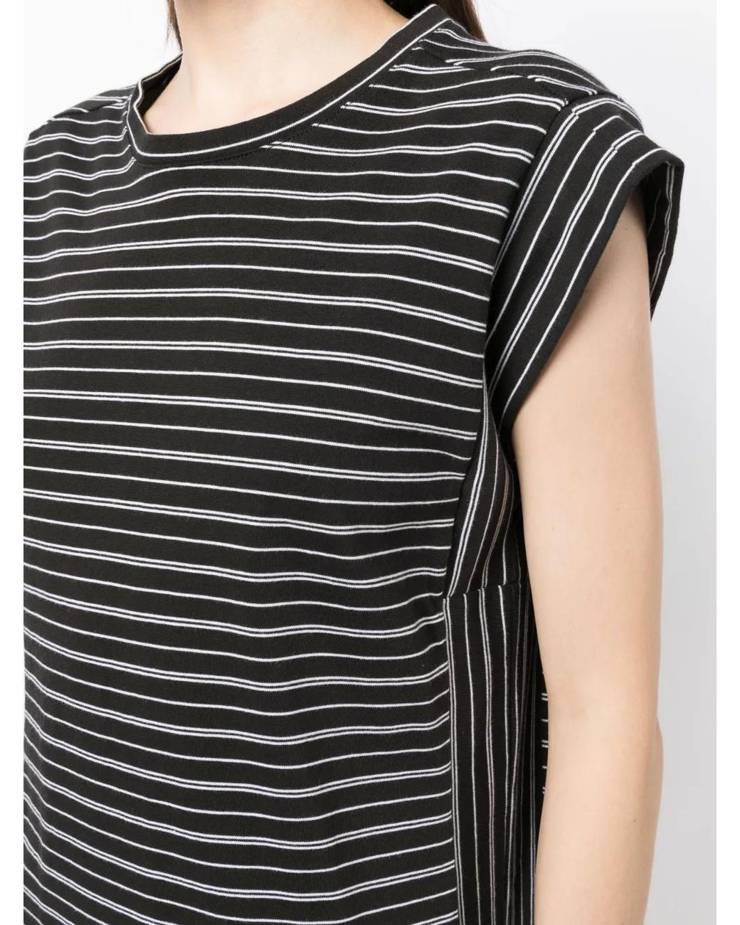 Rag & Bone Black Stripe-Print Organic-Cotton Dress