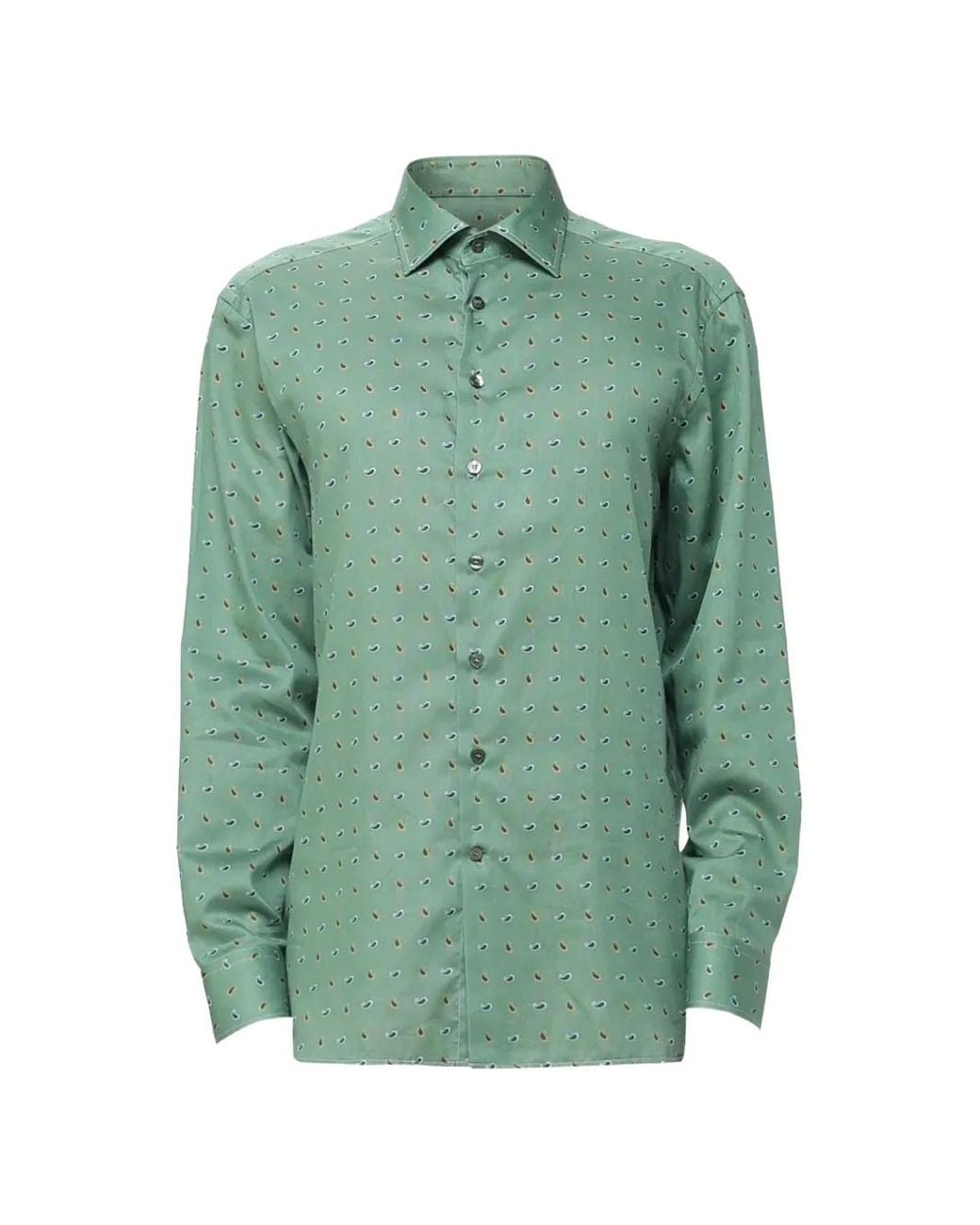 Etro Green Paisley-Print Shirt for men