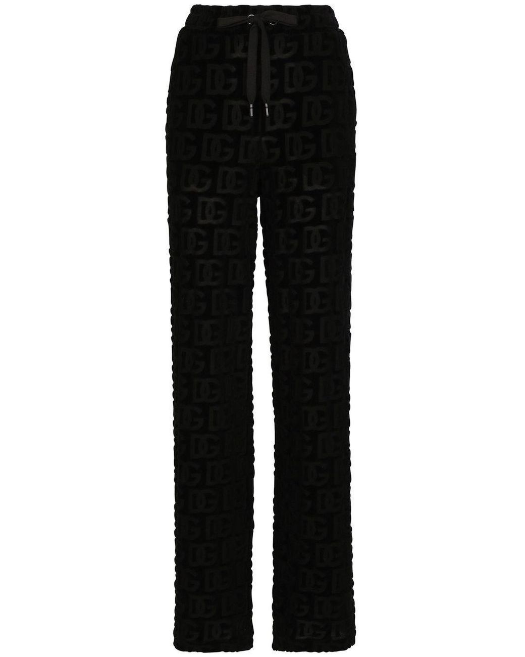 élégants et chinos Pantalons coupe droite Pantalon à logo DG Laines Dolce & Gabbana en coloris Noir Femme Vêtements Pantalons décontractés 