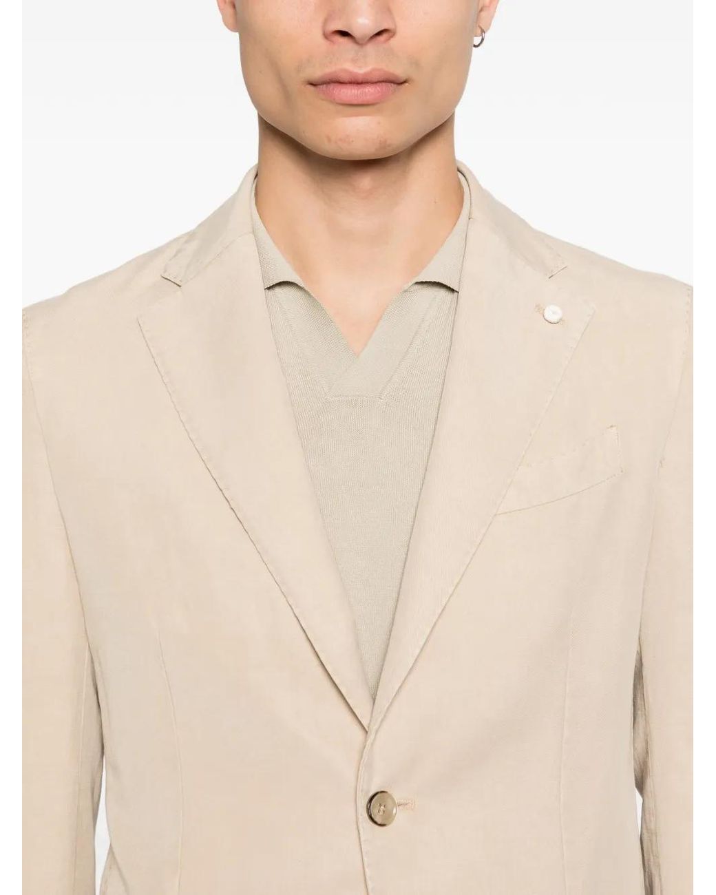 Luigi Bianchi Natural Buttoned Single-Breasted Blazer for men