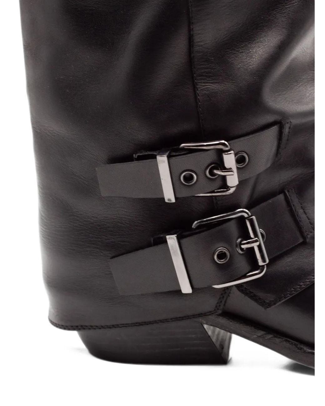 Archive Black Buckle-Detail Square-Toe Boots
