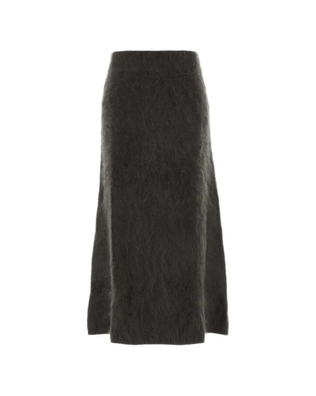 Lisa Yang Black Asta Brushed Midi A-Line Skirt