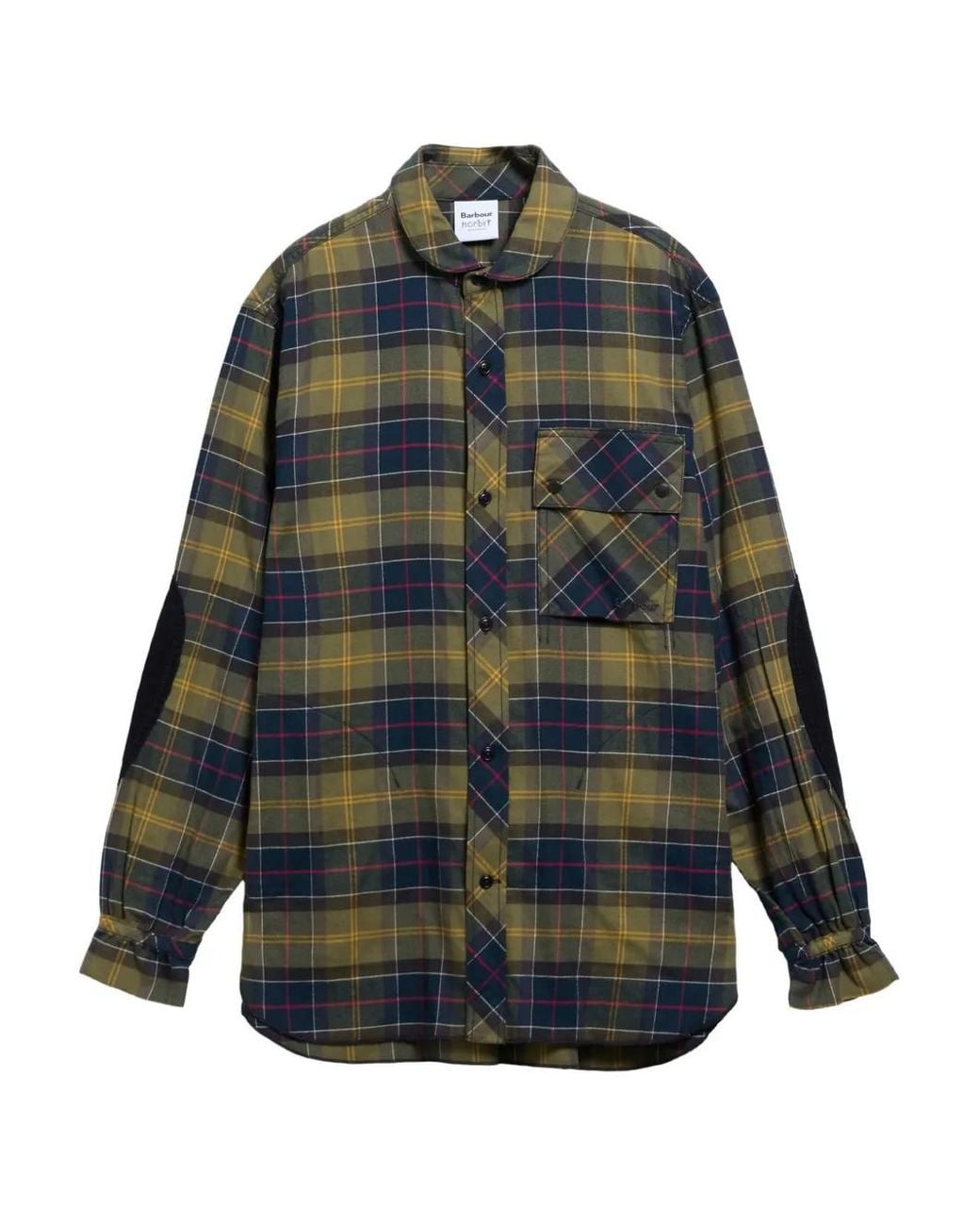 Barbour Gray Tartan Elbow-Patch Shirt for men