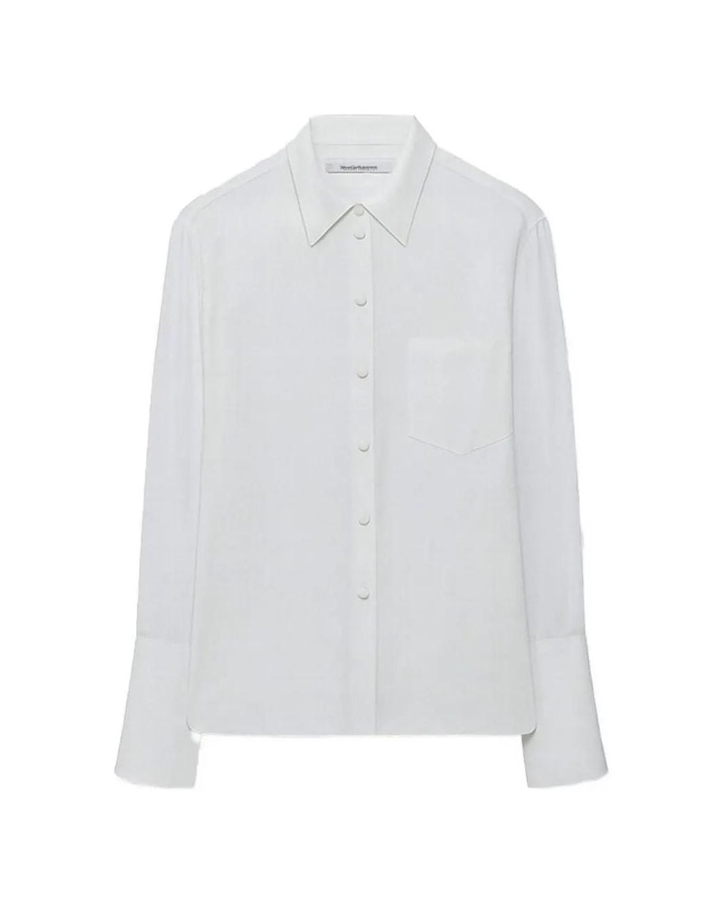 Another Tomorrow White Silk French-Cuff Shirt