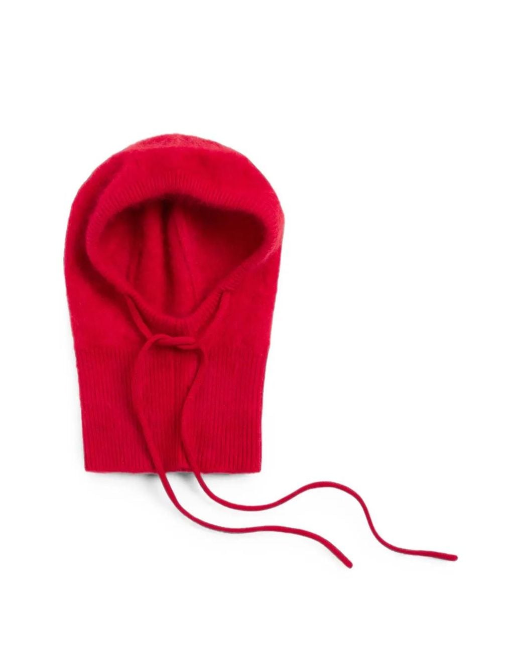 Chinti & Parker Red Brushed Drawstring Balaclava