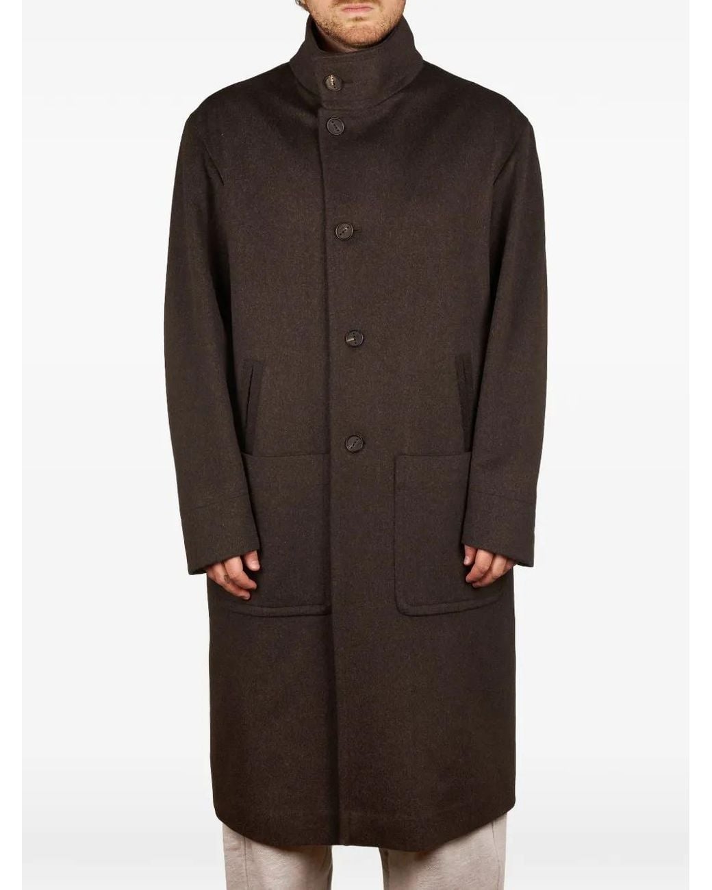 Hevò Brown Savelletri Single-Breasted Coat for men