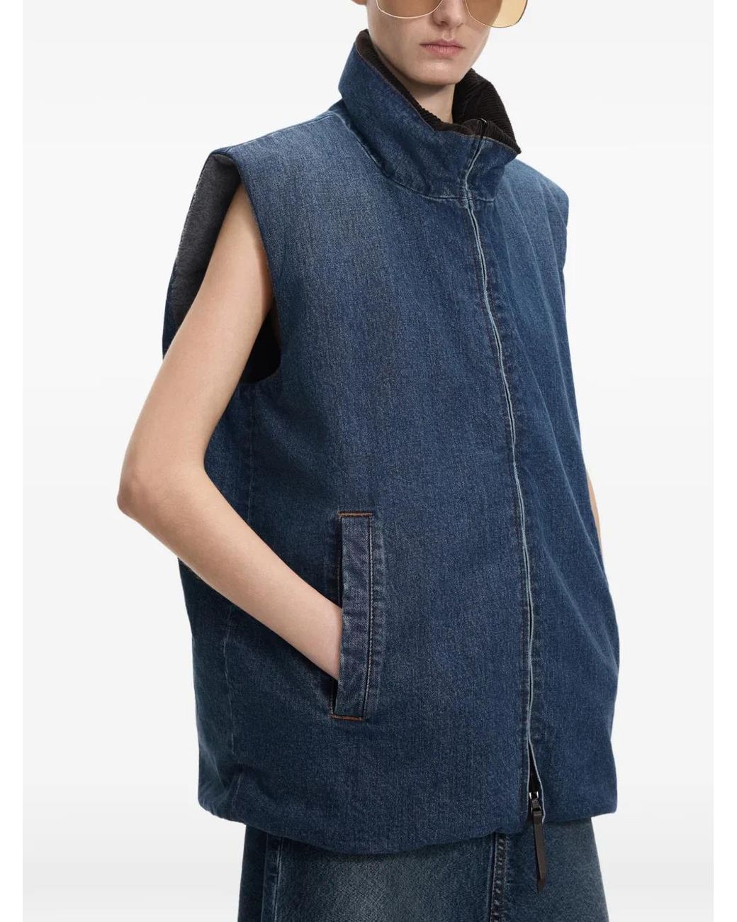 JNBY Blue Washed Padded Denim Gilet