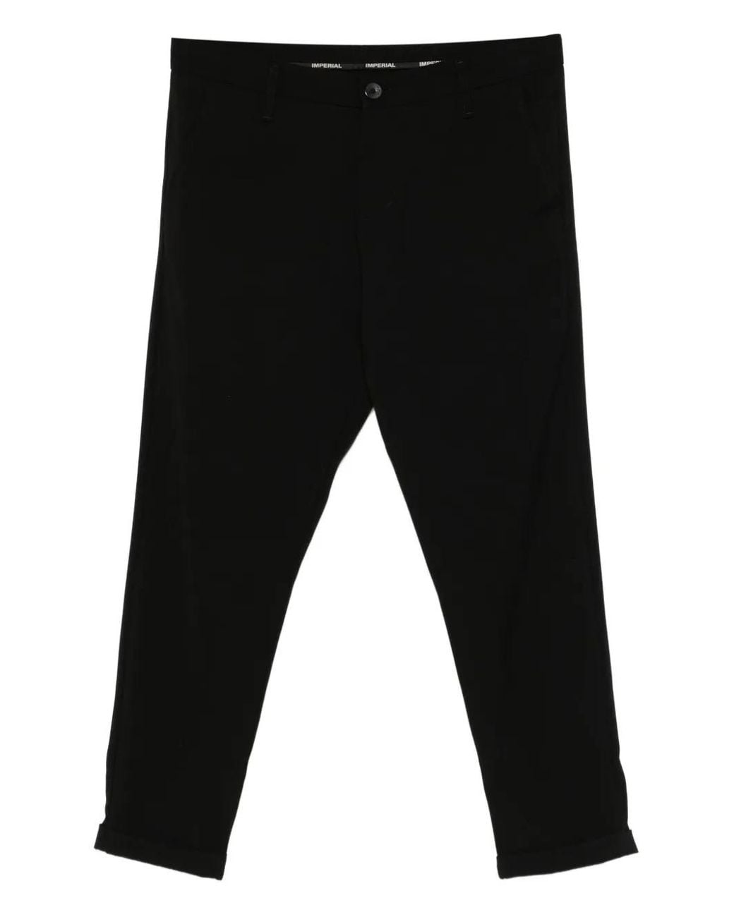 Imperial Black Cuffed Cotton Trousers for men