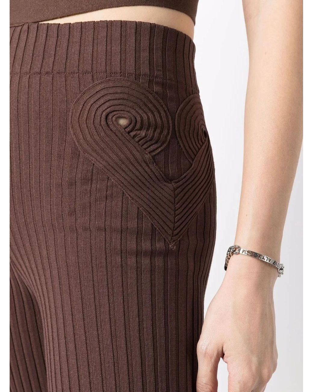 ANDREADAMO Purple Ribbed-Knit Flared Trousers