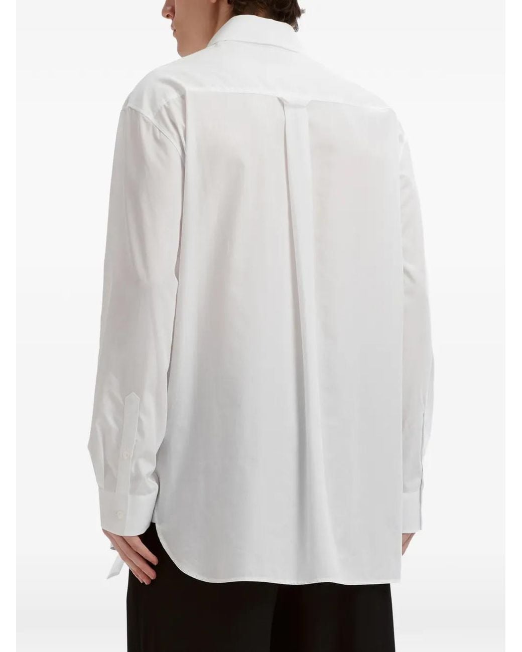 Simone Rocha White Easy Lace-Up Logo-Embroidered Shirt for men
