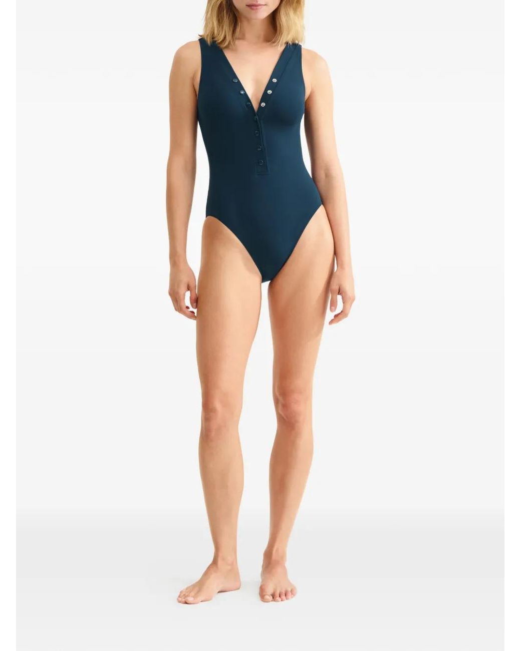 Eres Blue Icône V-Neck Swimsuit