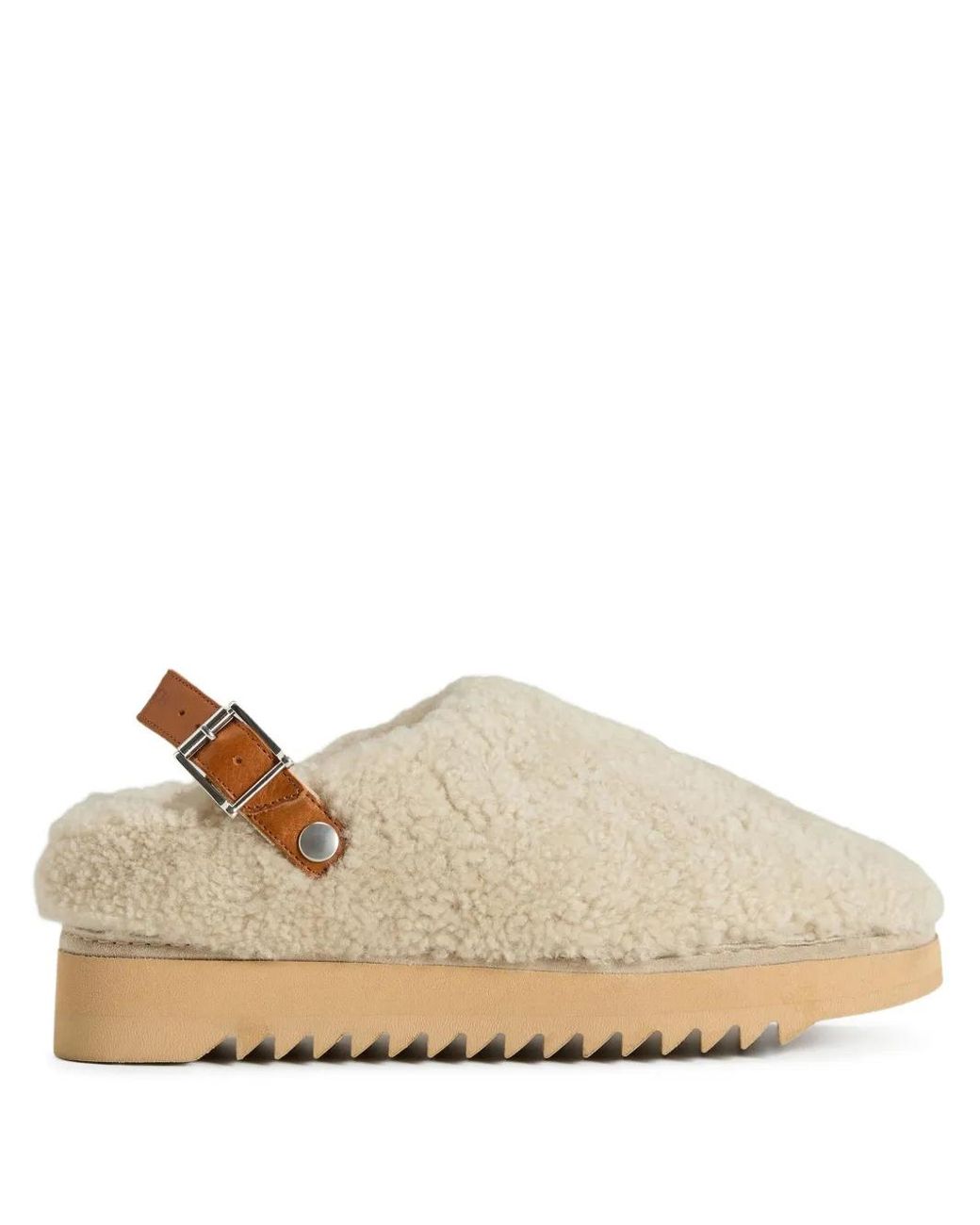 Woolrich Natural Buckle-Strap Sheepskin Mules