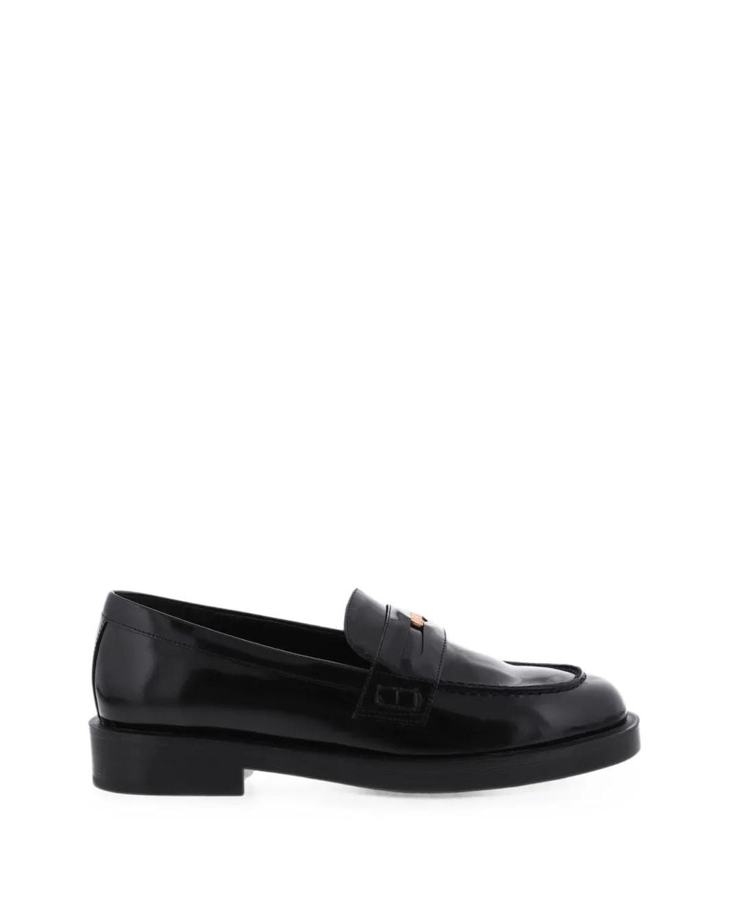 Paris Punk Black Penny-Strap Loafers