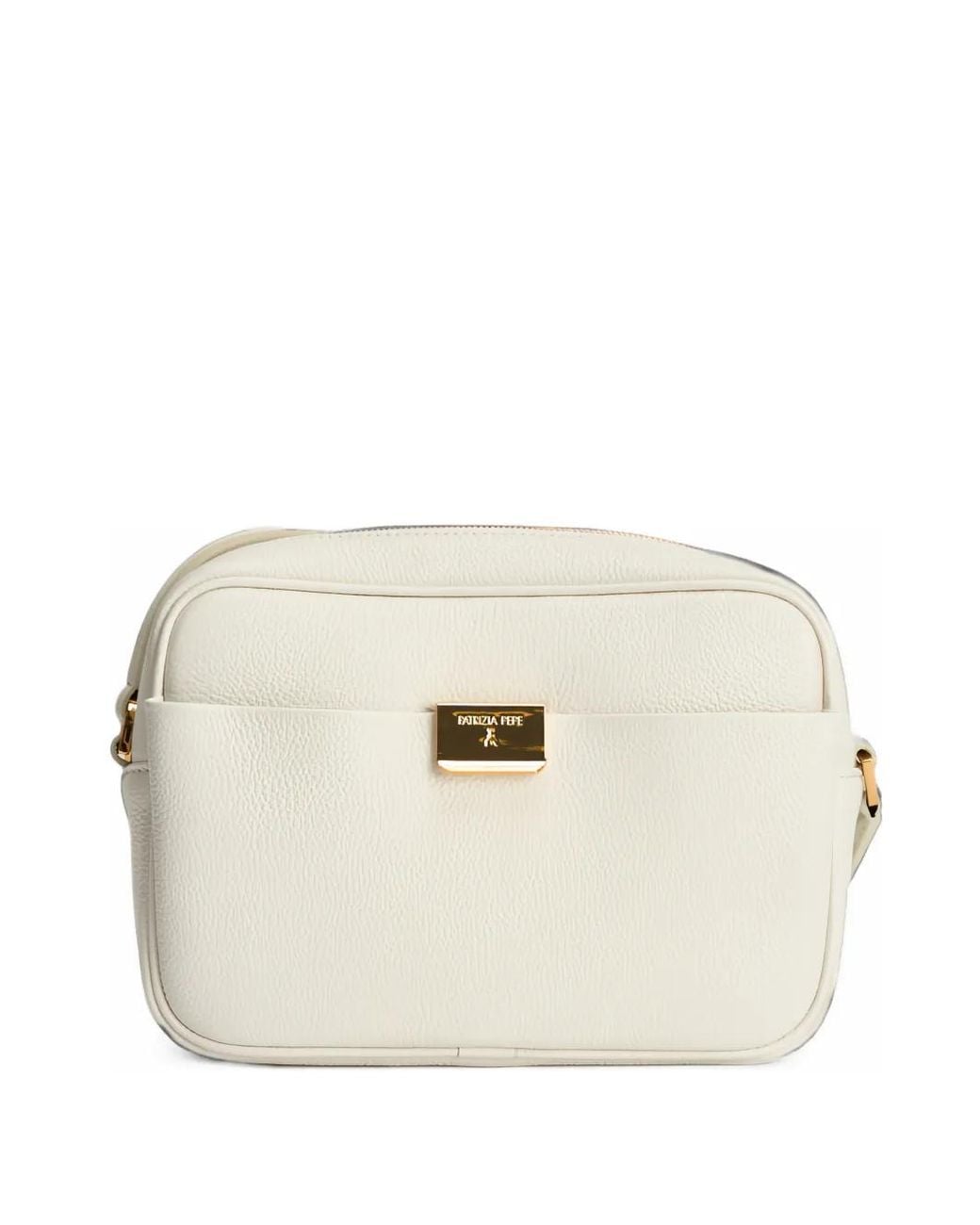 Patrizia Pepe Natural All Day Logo-Plaque Pebbled-Leather Cross Body Bag