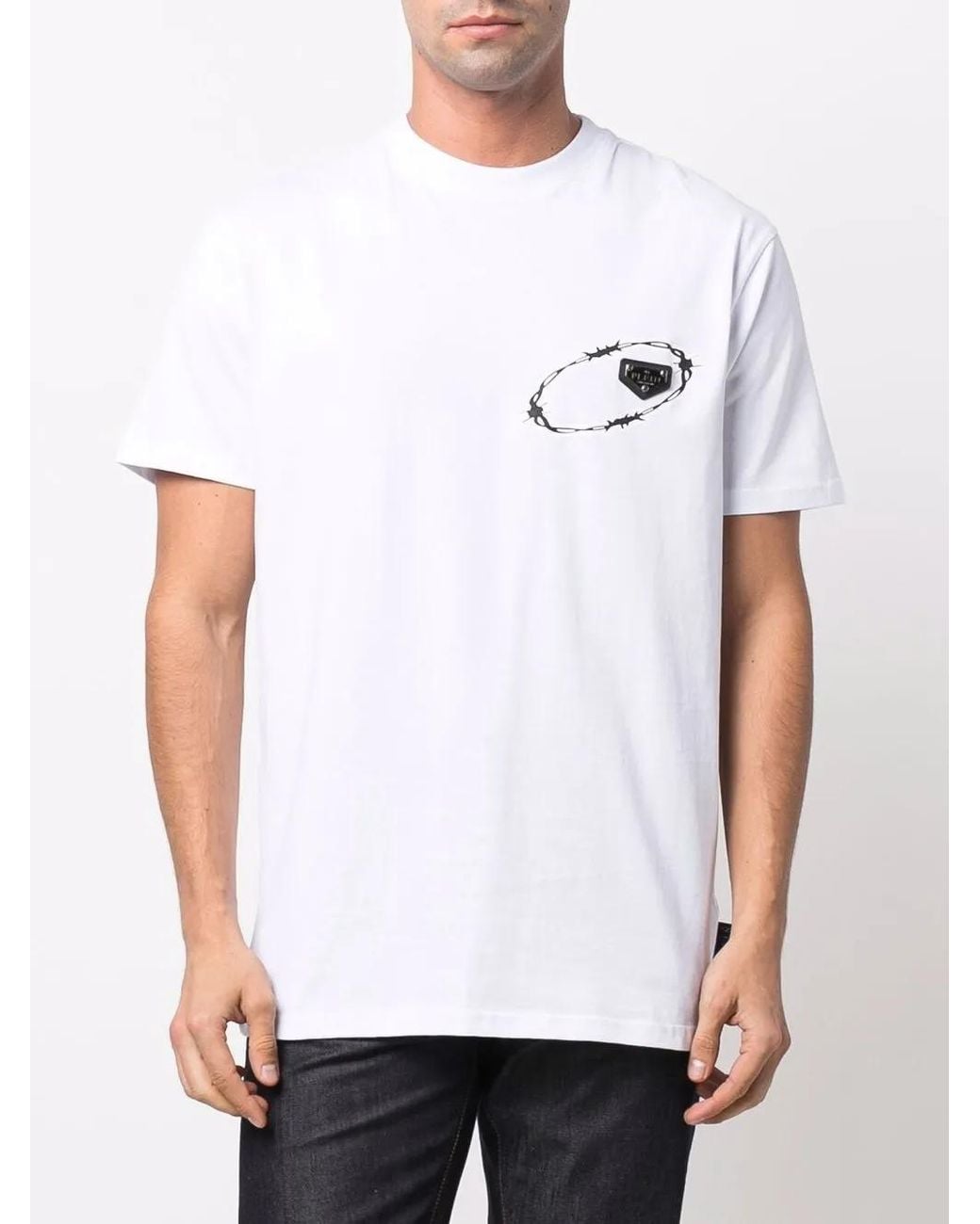 Philipp Plein Angel T-Shirt Met Ronde Hals in het White