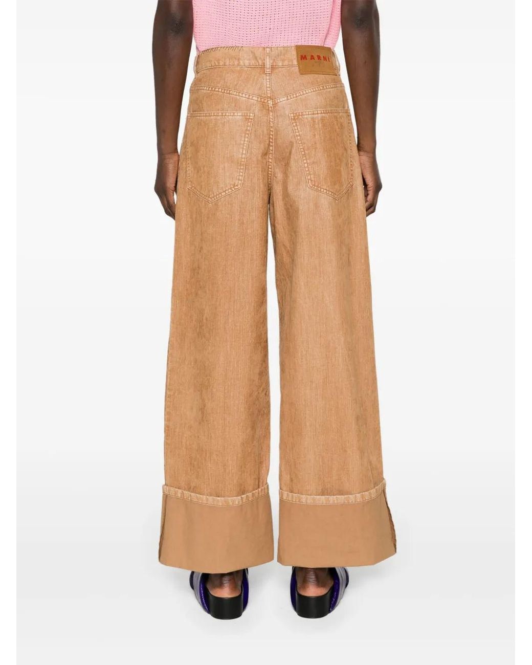 Marni Natural High-Waist Wide-Leg Trousers