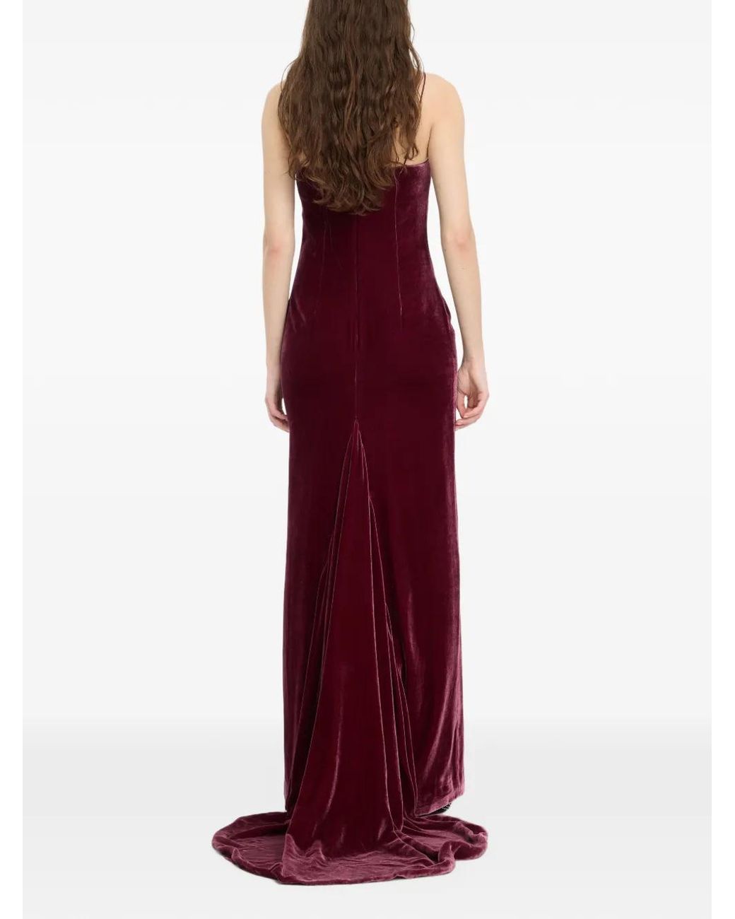 ROTATE BIRGER CHRISTENSEN Purple Silk Velvet Strap Dress Dark