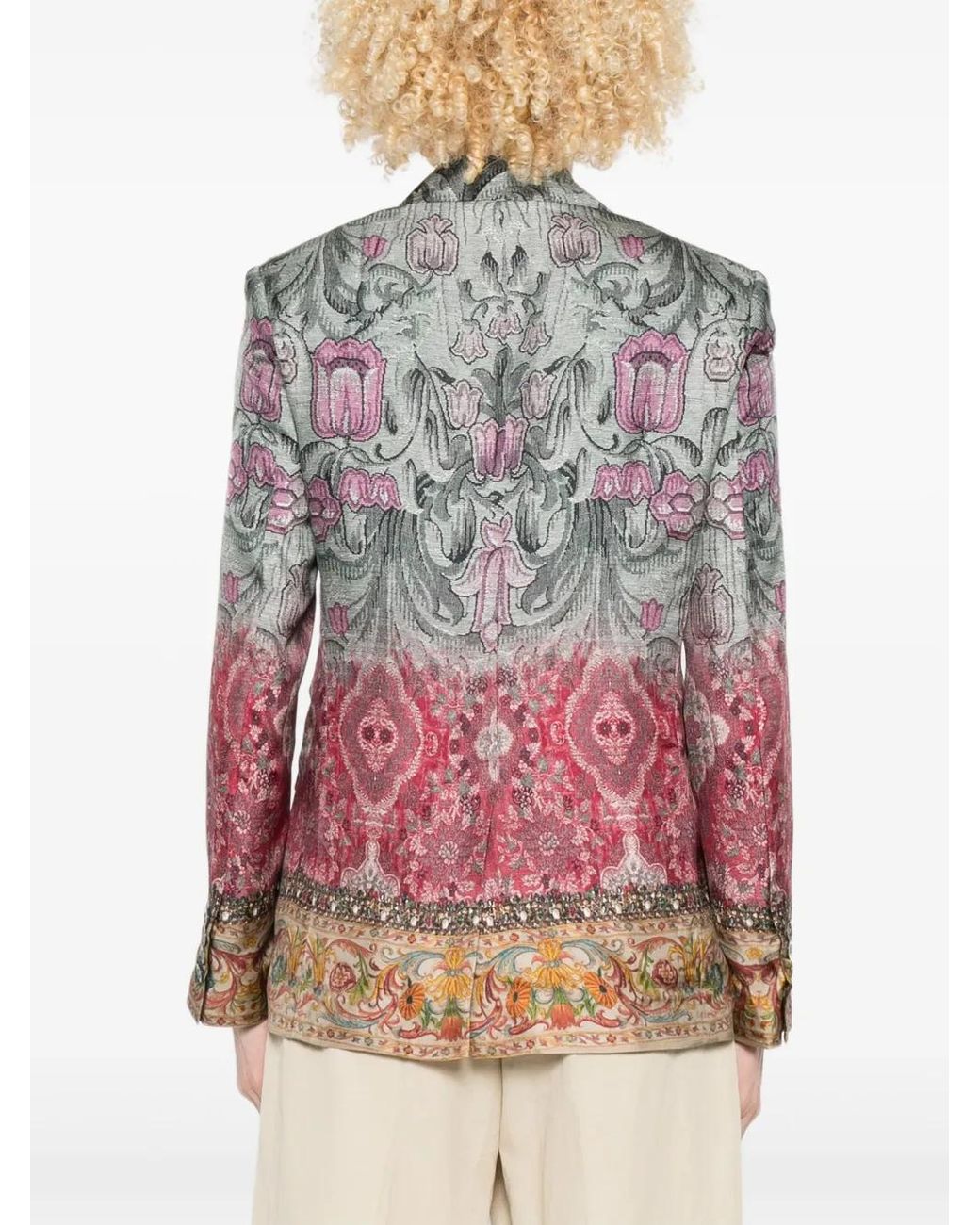 Pierre Louis Mascia Red Floral-Print Silk Jacket