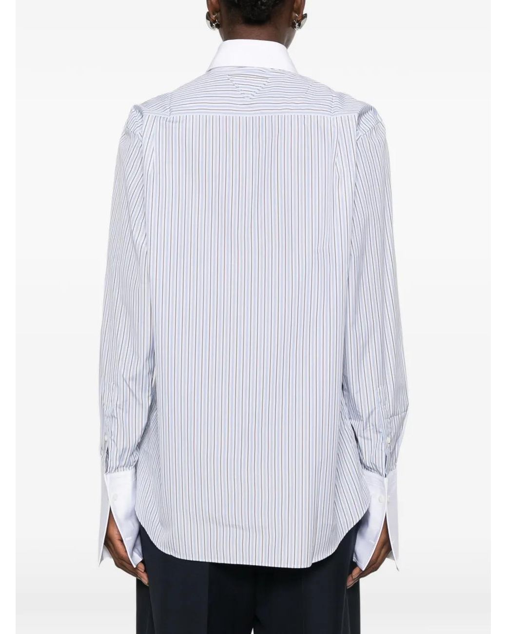 Prada White Striped Cotton Shirt