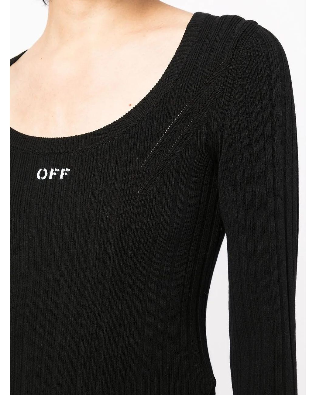 Off-White c/o Virgil Abloh Black Logo Print Ribbed Top