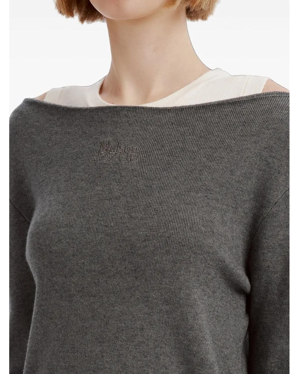 Izzue Gray Layered-Effect Long-Sleeve Sweater