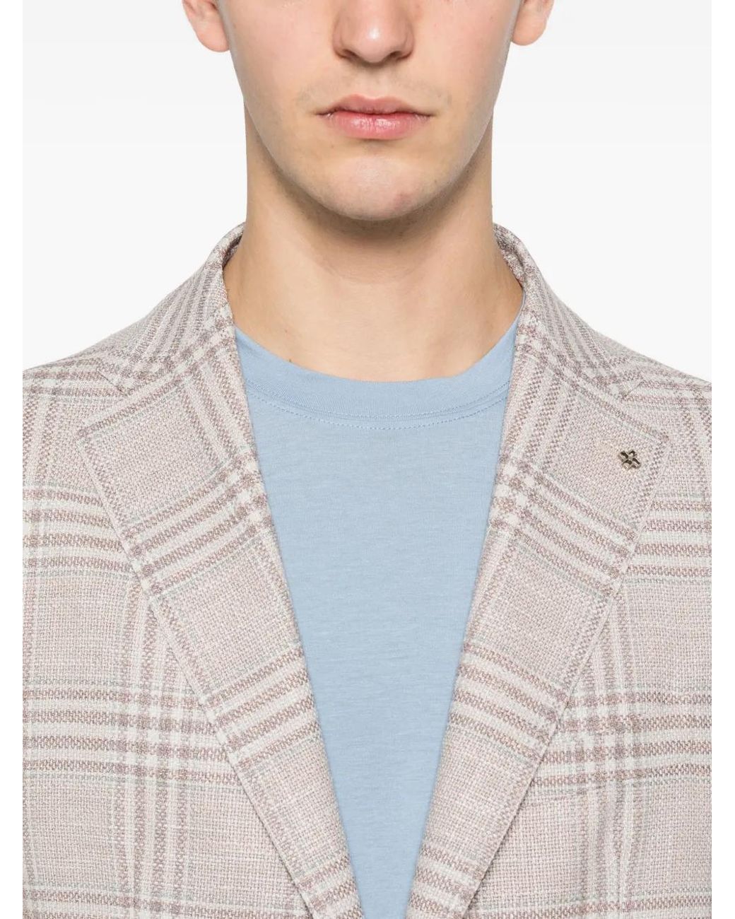 Tagliatore White Checked Blazer for men