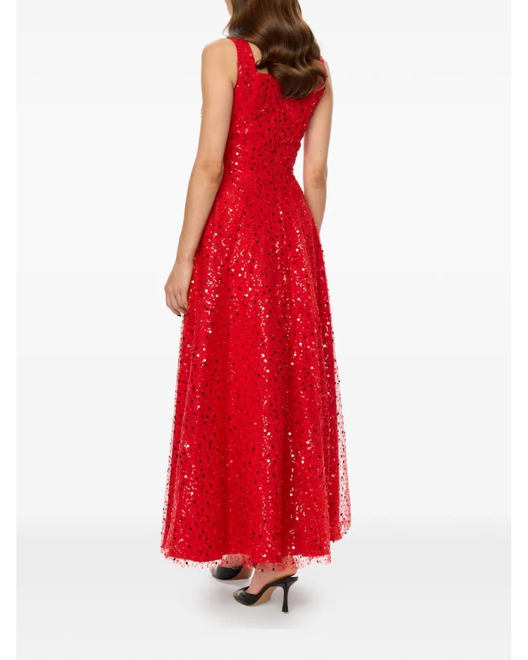 POST MERIDIEM Red Sequin-Embellished Maxi Dress