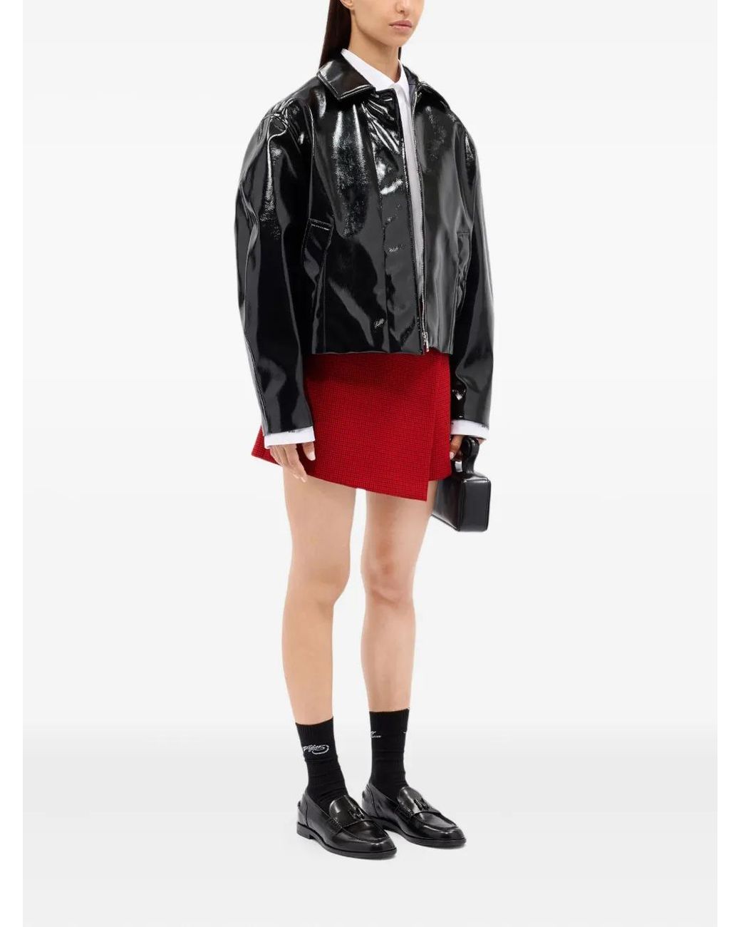 MSGM Red Button-Fastening Wrap Shorts