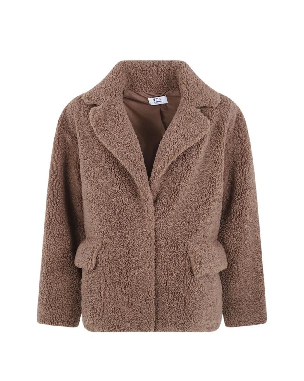 Betta Corradi Brown Teddy-Texture Notched-Lapels Coat