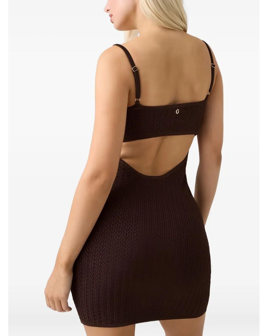 Guess Brown Textured Mini Dress