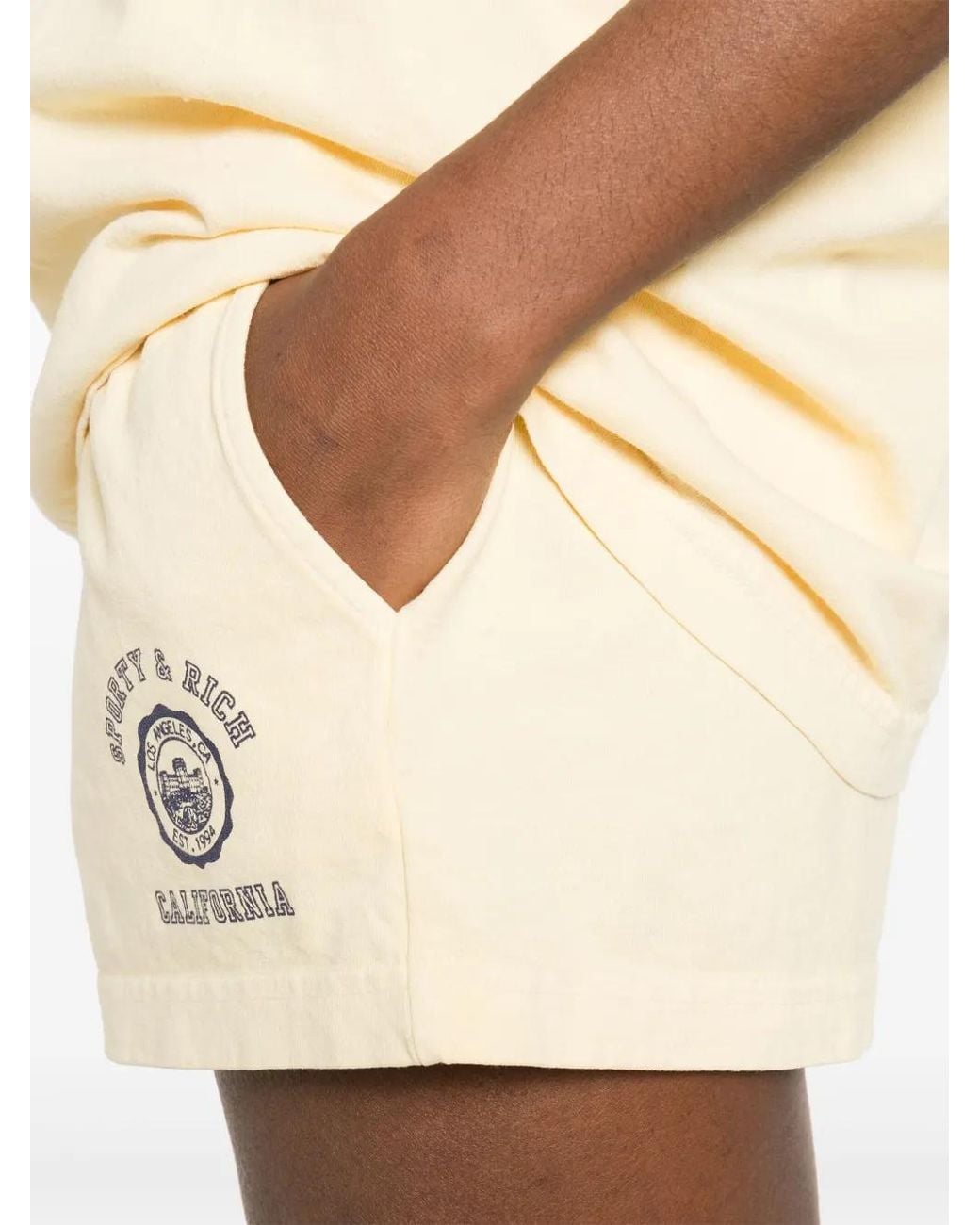 Sporty & Rich Natural Logo-Print Shorts