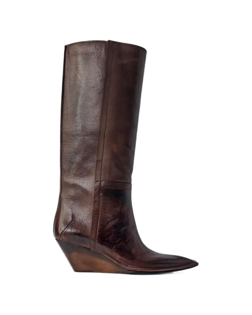 CAPASA MILANO Brown Pointed-Toe Wedge Boots