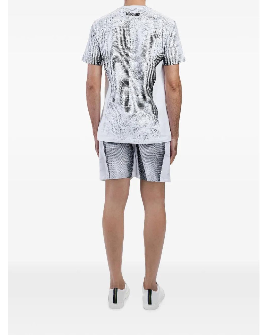 Moschino Gray Statua-Print T-Shirt for men