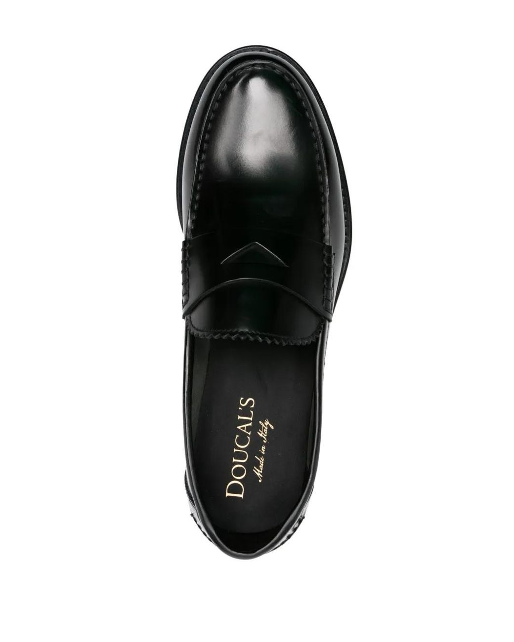 Doucal's Black Penny-Slot Patent Leather Loafers for men