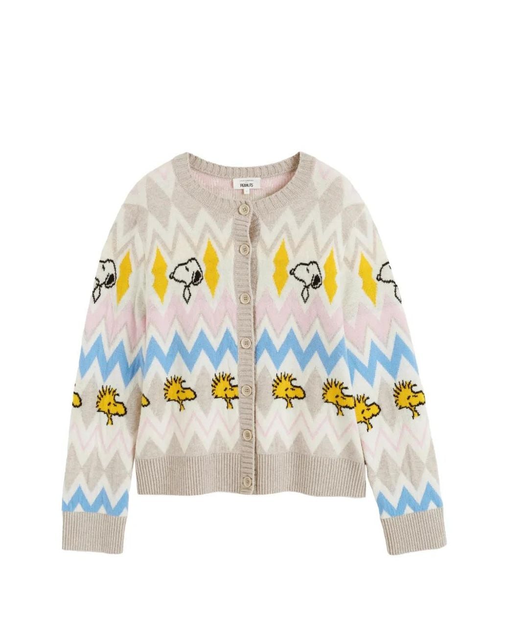 Chinti & Parker White Snoopy Fair Isle Cardigan