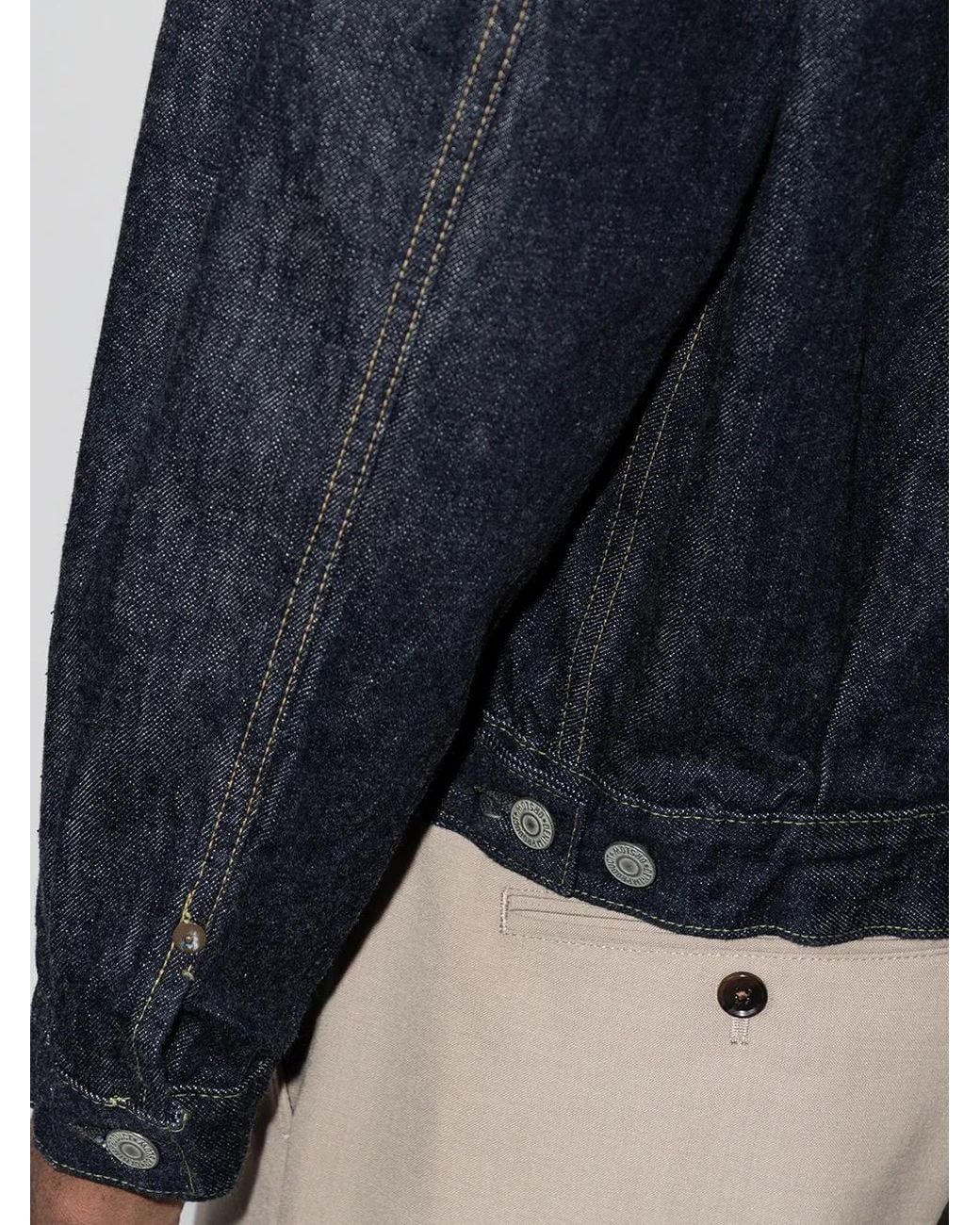 Orslow Blue Contrast-Stitched Denim Jacket for men