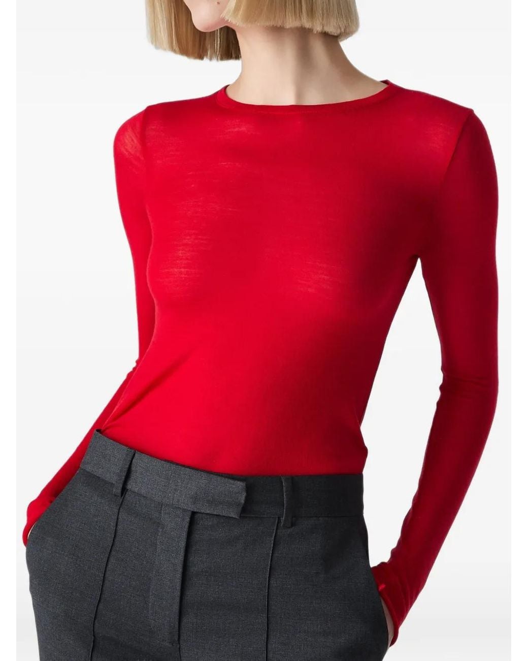 Vera Wang Red Lucy Long-Sleeve Sweater