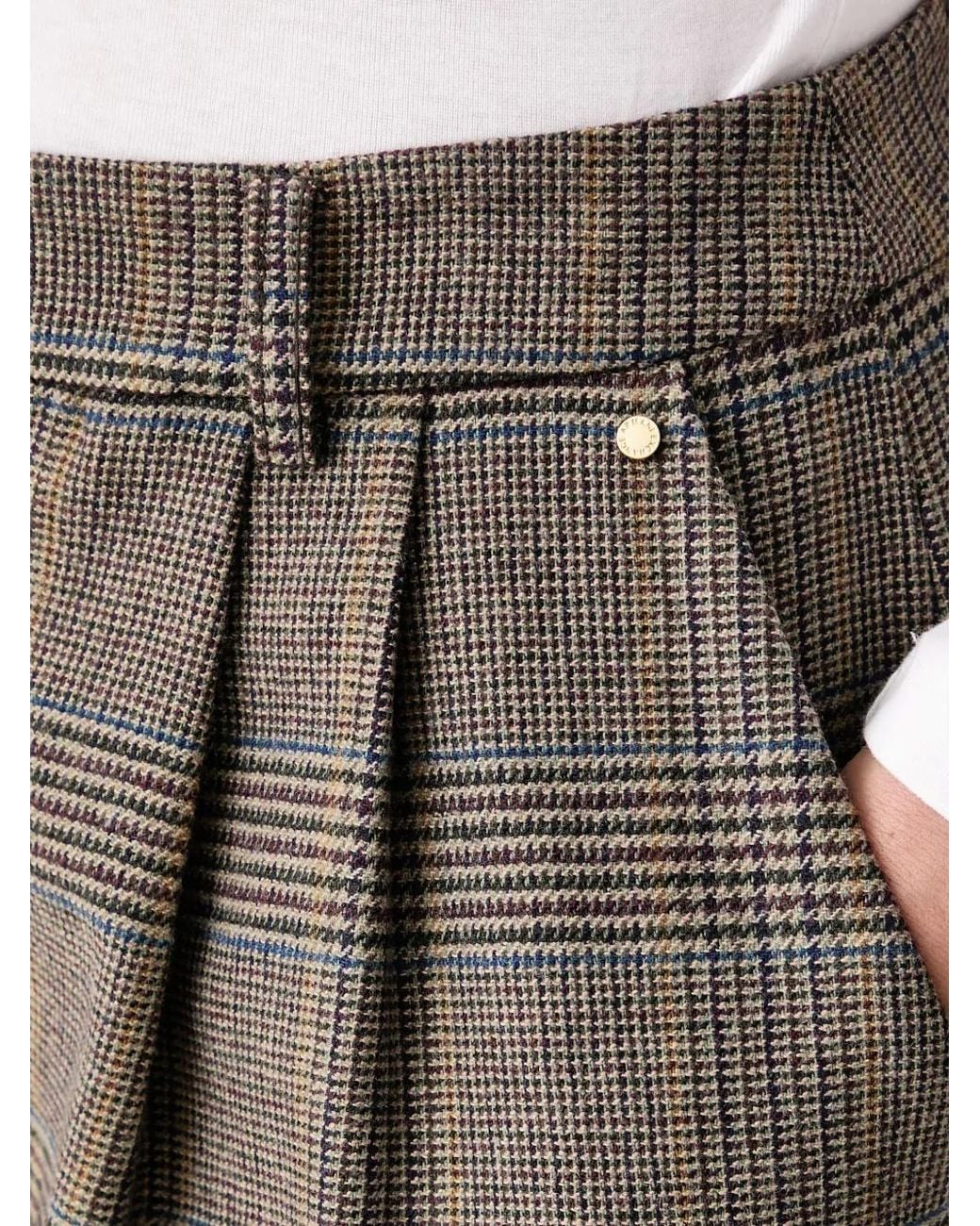 ARMANI EXCHANGE Brown Check-Pattern Pleated Trousers