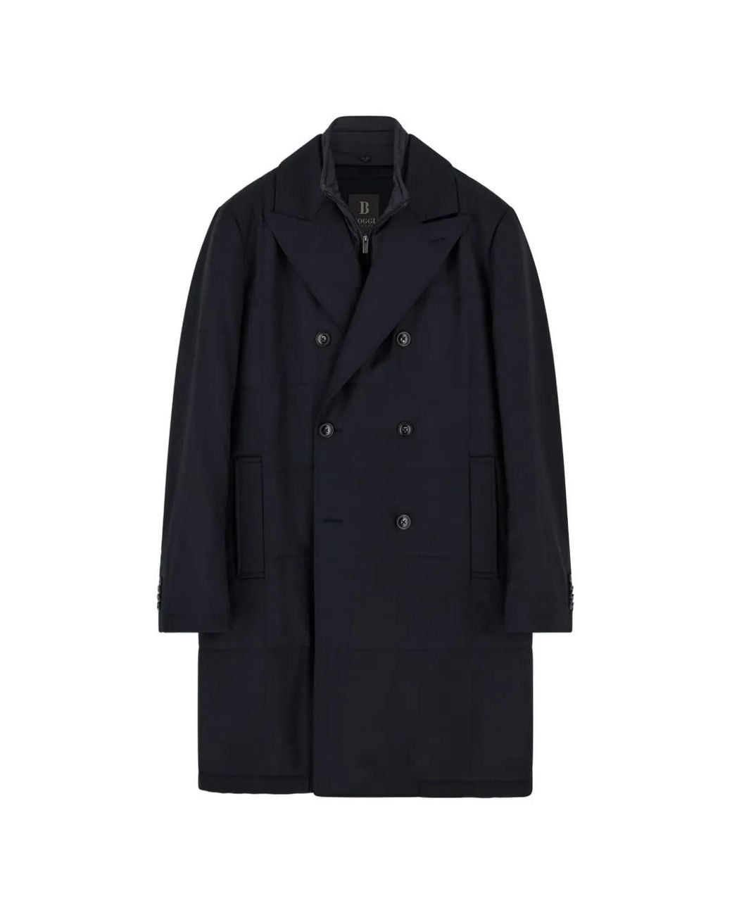 Boggi Blue Double-Breasted Padded Coat With Removable Bib for men