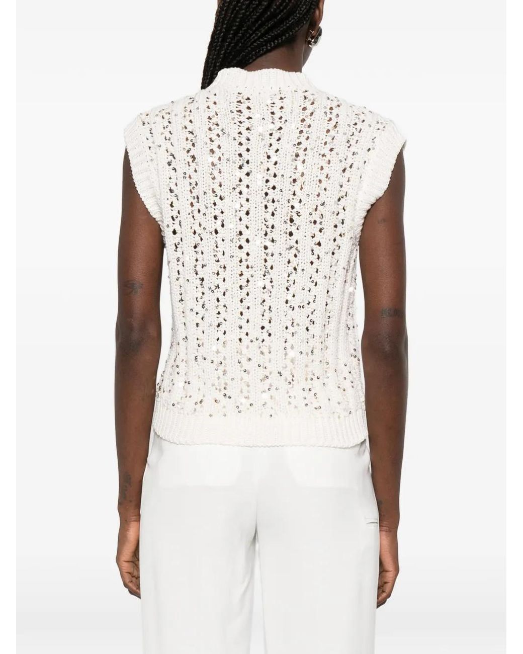 Peserico White Débardeur À Sequins