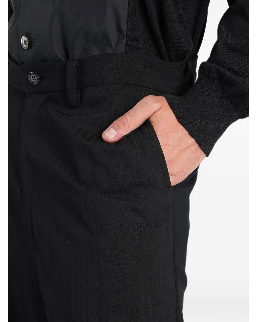 Undercover Black Logo-Patch Wide-Leg Trousers for men