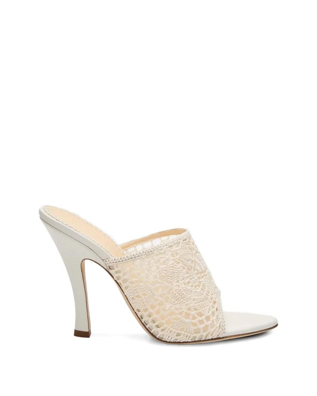 Magda Butrym White Crochet-Knit Open-Toe Mules