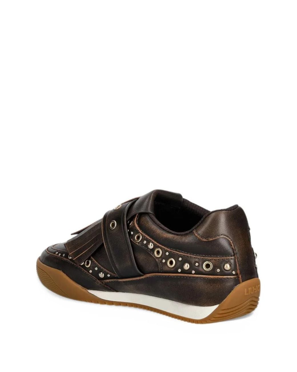 Liu Jo Brown Buckle-Fastening Fringed Sneakers