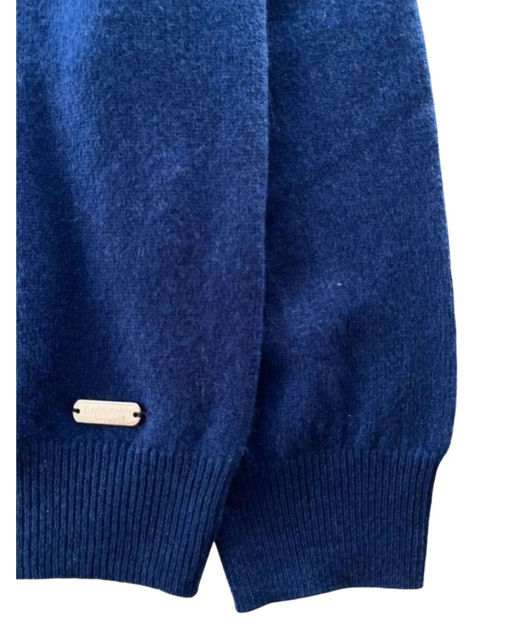Baldinini Blue Logo-Plaque Cashmere Sweater for men