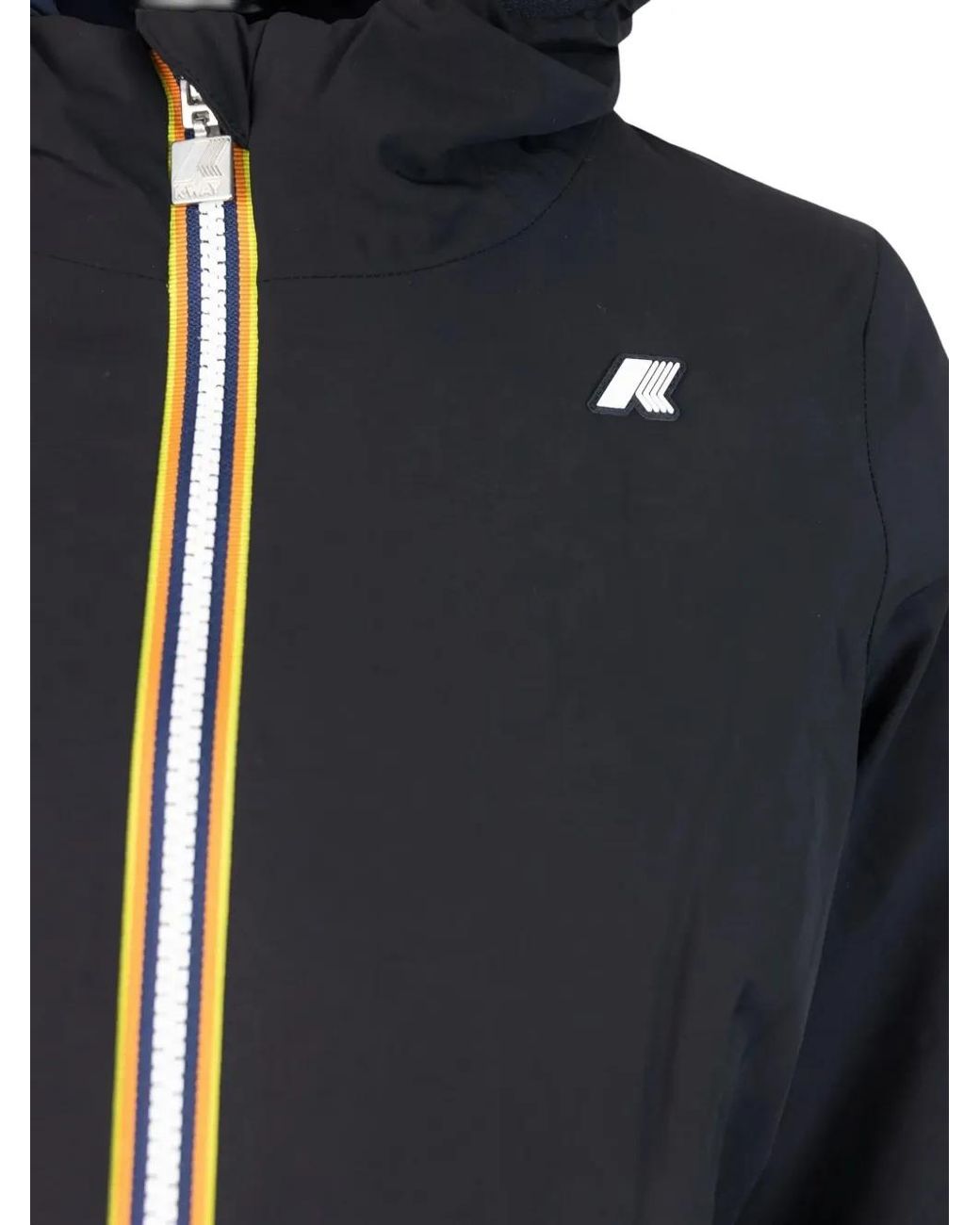 K-Way Blue Hooded Zip-Front Coat