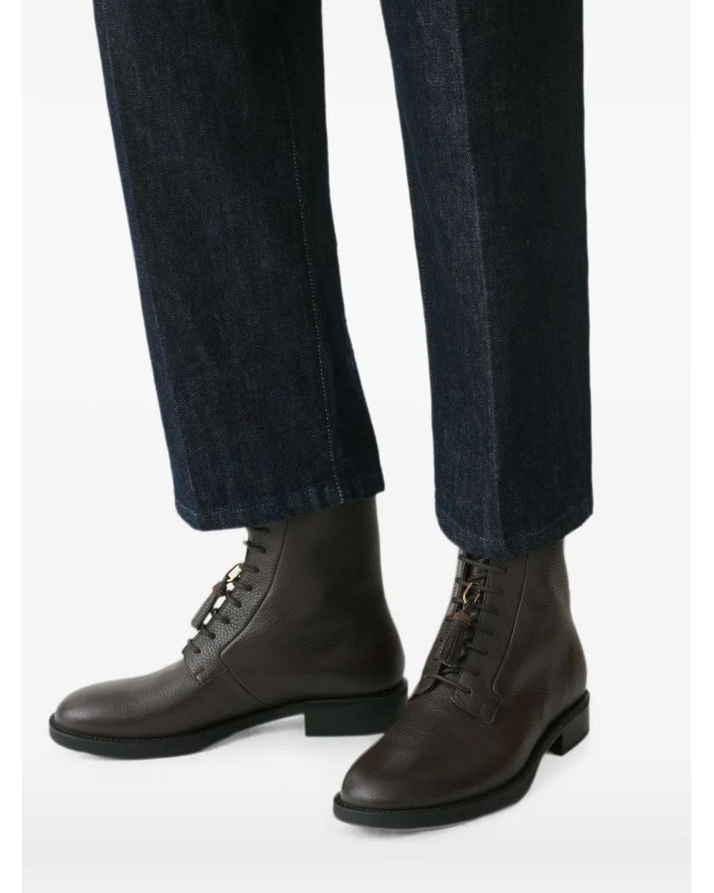 Fabiana Filippi Brown Tassel-Detail Lace-Up Boots